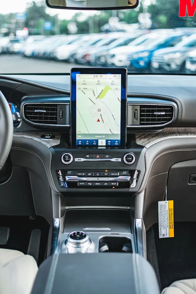 Ford center touchscreen displaying a map of Ashland, Oregon